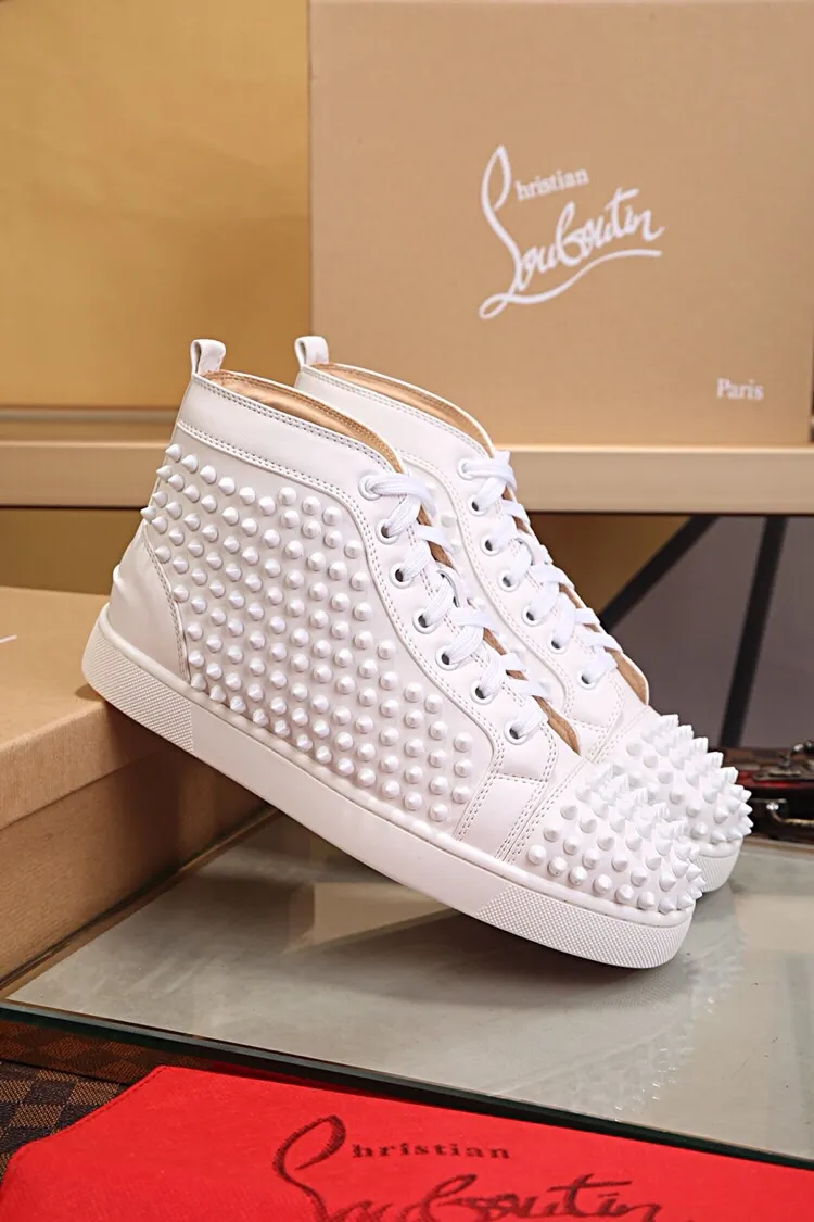 Ex-factory price 480. christian louboutin (CL red sole shoes) counter nail series, high-top casual sneakers for couples 📢 📢 📢 Exclusive hot style release 🎈🎈💪 Movable latex feet 👻 Finished outsole stitching line [satisfied] 😝Female 35-40# Male 38#-46, global supply😝 [Top version]: original imported cowhide upper, top original leather lining, original molded TPU outsole, original 1:1 detail processing, original shoe last, large quantity available from stock,